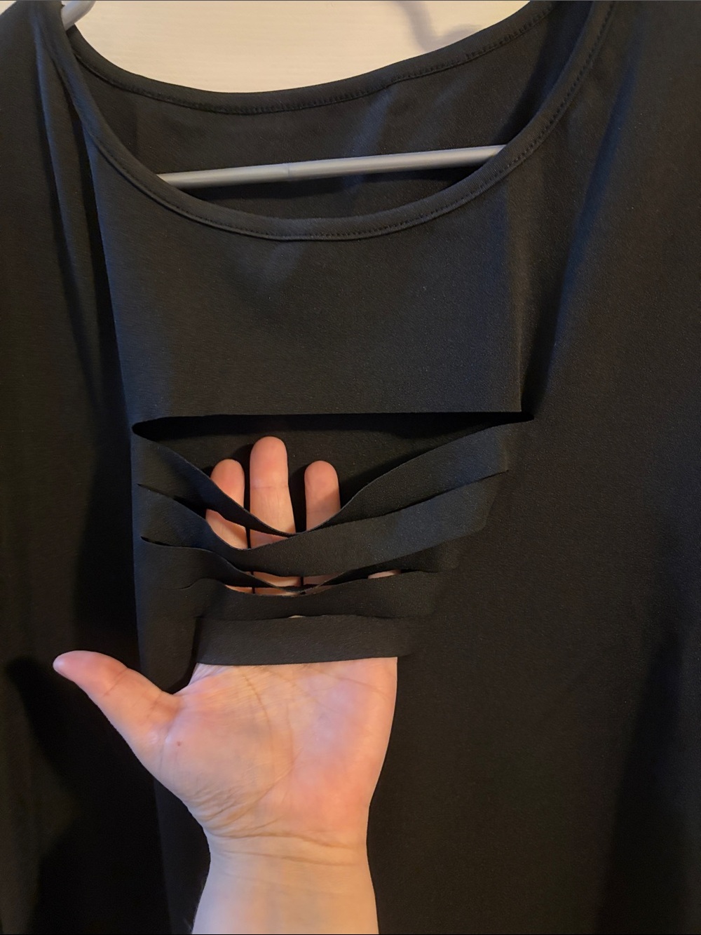 Women's Black Distressed Asymmetric Dress - Picture 3 of 6